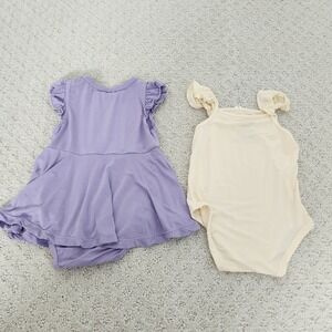 PatPat Baby Girl Bamboo Purple Romper Cream Bodysuit Set size 6-9 months